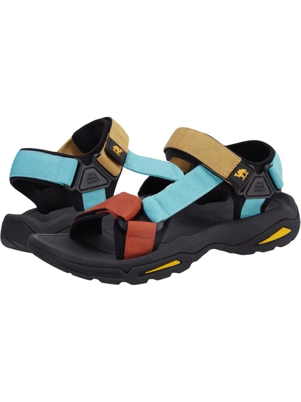 Men's Blue And Khaki Arch Support Open Toe Waterproof Hiking Sport Sandal Shoes